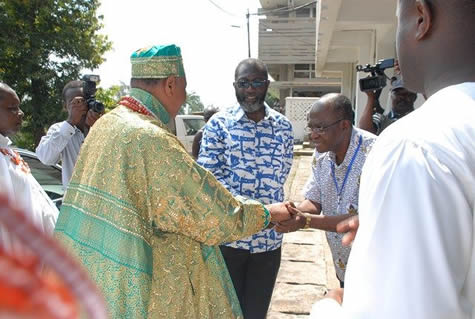 Professor Peter Donkor, the Pro VC, welcoming Chief Igbinedion